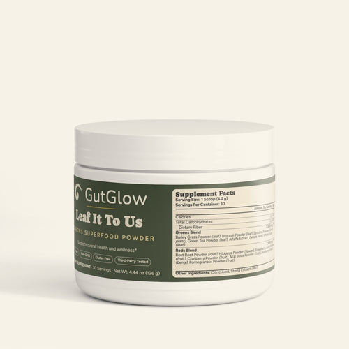 GutGlow Leaf It To Us Greens Superfood - front of tub