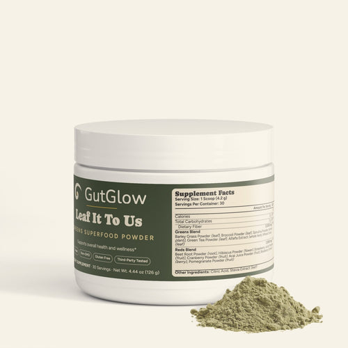 GutGlow Leaf It To Us Greens Superfood - tub with powder