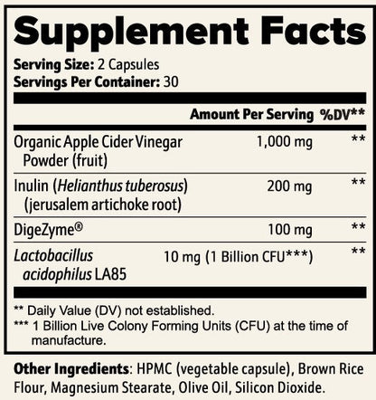 GutGlow Gut Health - supplement facts panel