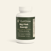GutGlow Omega-3 fish oil - front of bottle