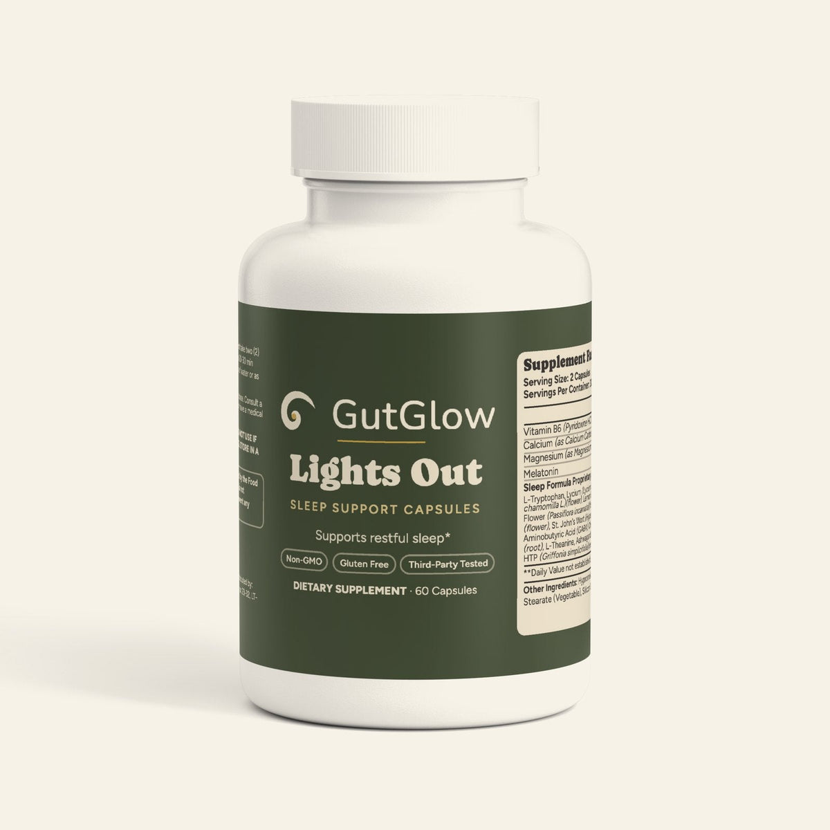 GutGlow Sleep Support - front of bottle