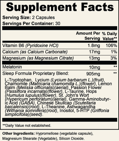 GutGlow Sleep Support - supplement facts panel